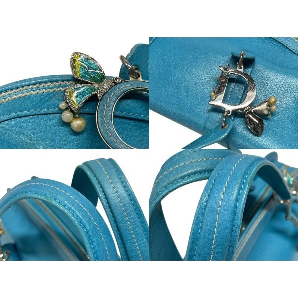 Dior blue charm handbag leather logo Christian - Picture 7 of 10